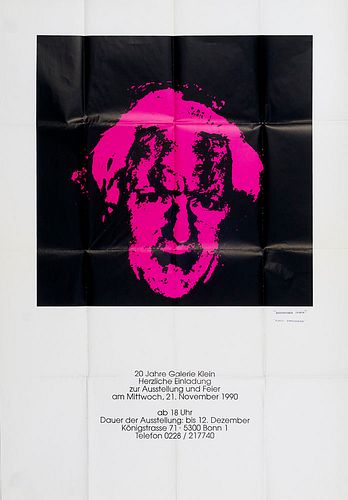 Kippenberger, Martin "Ausstellungsplakat ""Warhol ist nicht Klein"" - 20 Jahre Galerie Klein. Farboffsetdruck auf Papier. Bonn, Erhard Klein, 1990. Pl