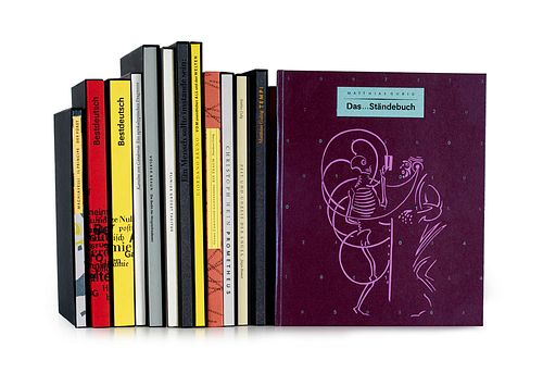 Gubig, Matthias Sammlung von 16 Künstlerbüchern von M. Gubig mit OGraphiken. Teils mit begleitendem von Gubig  sign. u. teils handgeschr. Brief bzw. K