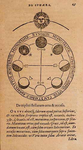 Valerius, Cornelius De sphaera et primis astronomiae rudimentis libellus utilissimus...Mit zahlreichen Textholzschnitten. Antwerpen, Plantini, 1585. 7