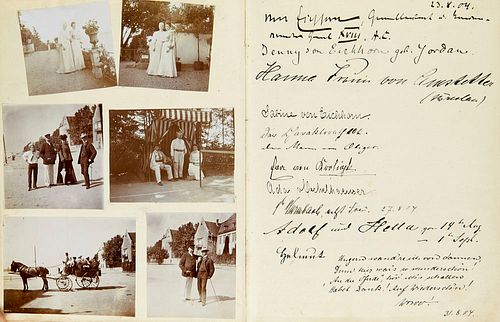 Oechelhaeuser Gästebuch der Familie Oechelhäuser in der Villa Belmonte zu Niederwalluf im Rheingau. Mit zahlreichen Unterschriften und Einträgen sowie