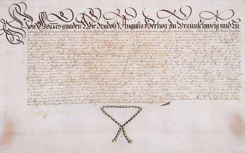 Rudolf August (Braunschweig-Wolfenbüttel) Pergament-Urkunde mit eigenhändiger Unterschrift von Rudolf August (1627-1704), Herzog zu Braunschweig und L