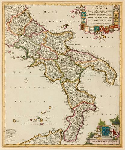   Set aus zwei alten Karten von Italien, Spanien und Portugal: Regnum Neapolis. Amsterdam, de Wit, um 1680. - Regnorum Hispaniae et Portugalliae. Nürn
