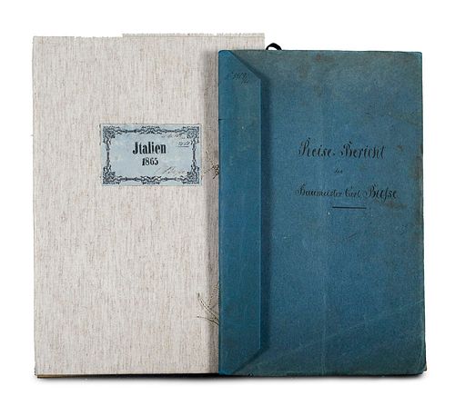 Busse, Carl "Italien 1865. Umfangreiches Manuskript mit 75 prachtvollen Original-Zeichnungen. Ein Reisetagebuch mit Skizzen von Busses Italien-Reise. 