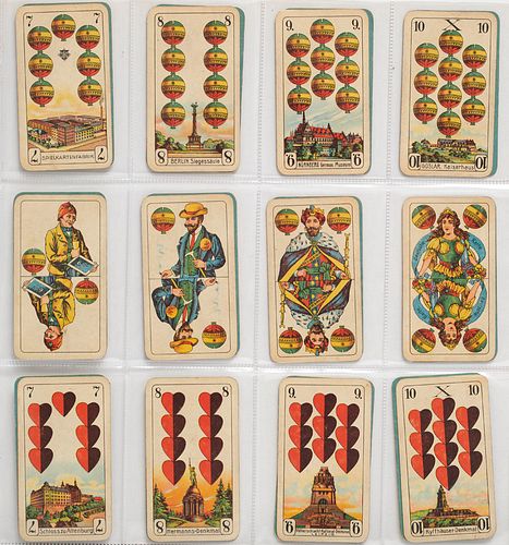   Sammlung von ca. 1000 Spielkarten. 19./20. Jh. Versch. Formate von ca. 3,5 x 2,5 bis 10,5 x 6,5 cm. Gesteckt in mod. Ringordner.