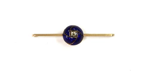 An early 20th century gold diamond and enamel bar brooch,