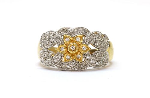 A diamond floral cluster ring,