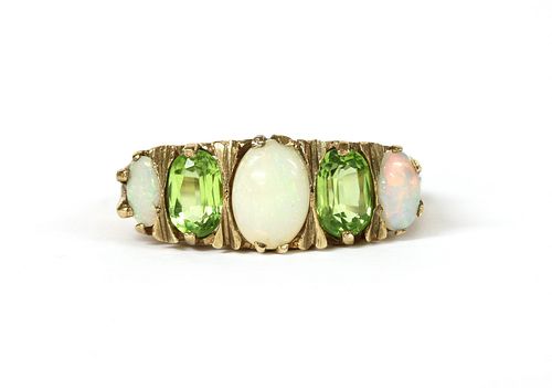 A 9ct gold opal and peridot ring,