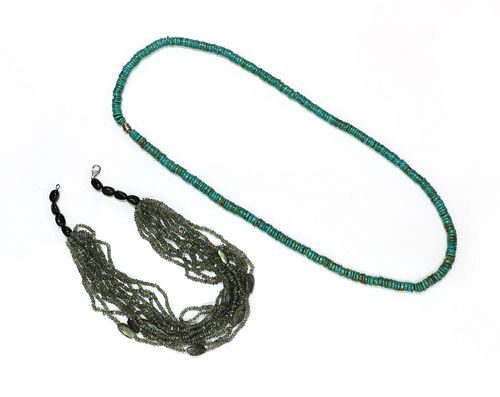 A twelve row labradorite bead necklace,