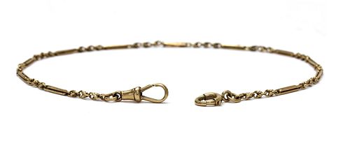 A 9ct gold trombone and Spanish knot link chain,