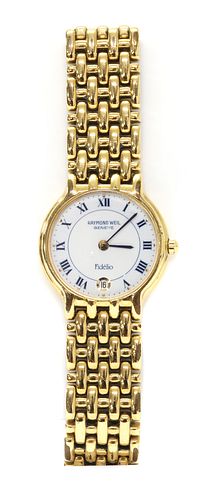 A ladies' gold-plated Raymond Weil 'Fidelio' quartz bracelet watch,