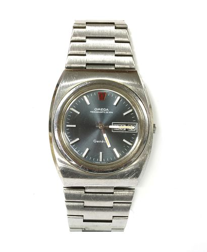 A gentlemen's stainless steel Omega 'Megaquartz' bracelet watch, c.1970,