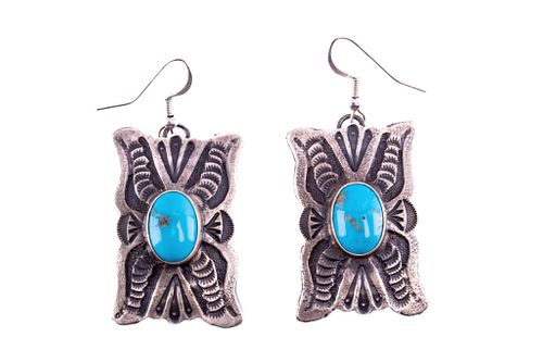 Navajo Shawn Cayatino Silver & Turquoise Earrings