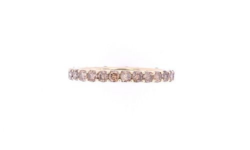 Opulent Bright Cut Brown Diamond & 14k Gold Ring