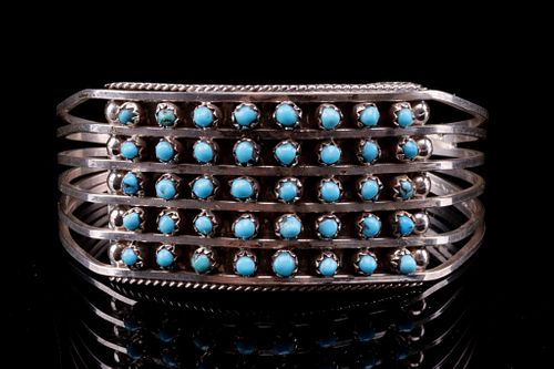 Zuni Don Lucas Silver & Petite Turquoise Bracelet