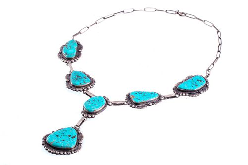 Navajo Gilbert Jones Silver & Turquoise Necklace