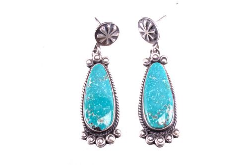 Navajo Gilbert Jones Silver & Turquoise Earrings