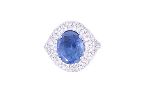 GIA Certified Sapphire & VS2 Diamond Vintage Ring