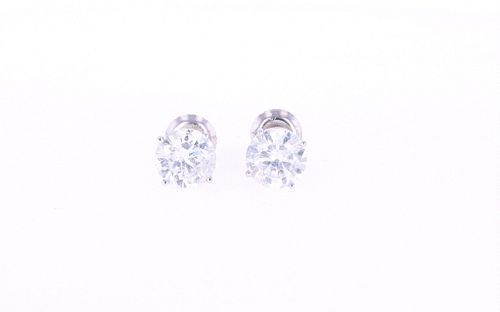 3.00 cts. Diamond Solitaire Stud 18K Earrings
