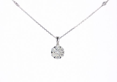 Cluster Diamond & 14k White Gold Necklace