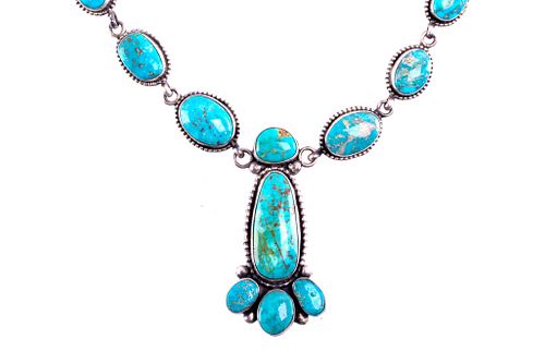 Navajo Sterling & Lone Mountain Turquoise Necklace