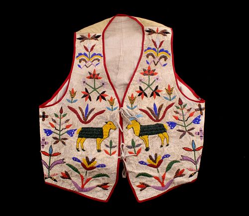 Santee Sioux Beaded Men's Vest c. 1890- w/ Papers