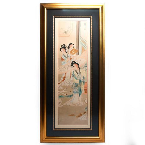 Silk Mixed Media, Asian Chinese, Signed