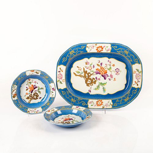 3pc Hand Colored Chinese Ceramic Plates