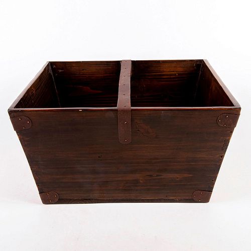 Lacquered Wood Crate with Iron Bindings