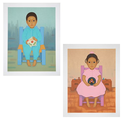 PAIR OF SCREEN PRINTS FROM THE SERIES NINOS MEXICANOS BY GUSTAVO MONTOYA (MEXICAN 1905-2003)