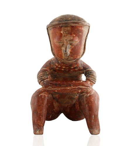 200 BC-200 AD PRE-COLUMBIAN SEATED CHINESCO FIGURE, STATE OF NAYARIT, WEST MEXICO  