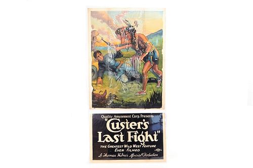 LARGE RARE Custer's Last Fight Film Poster c.1922