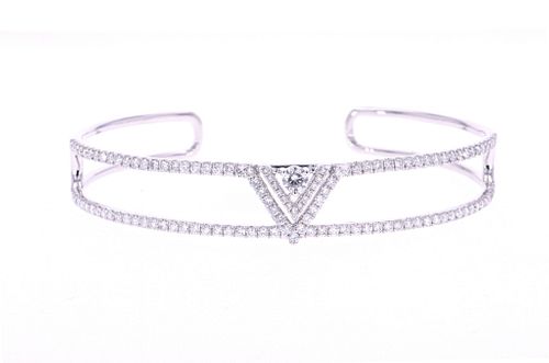 Split Bangle Diamond & 18k White Gold Bracelet