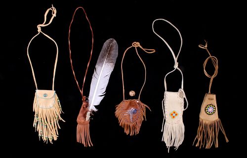 Collection of Native American Beaded Medicine Bags