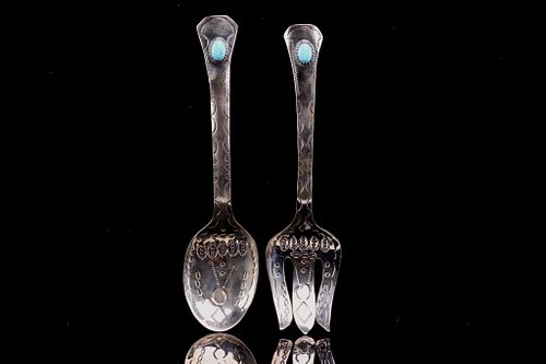 Armand American Horse Silver & Turquoise Utensils
