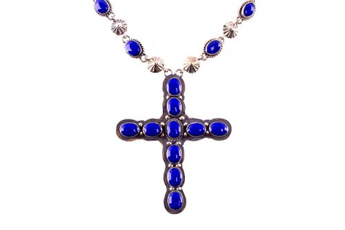 Armand American Horse Lapis Lazuli Cross Necklace