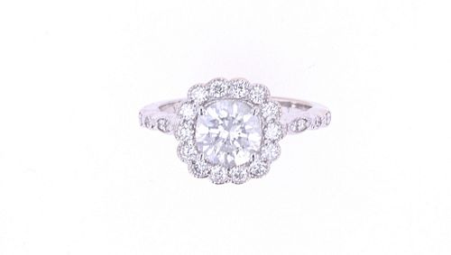 Art Nouveau VS2 Diamond 18k White Gold Unity Ring