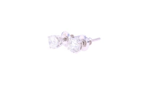 Brand New Diamond Stud 14K White Gold Earrings