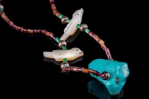 Navajo Turquoise Heishi & Mother of Pearl Necklace