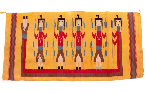 Navajo Yei Be Chei Polychrome Wool Rug c. 1950's