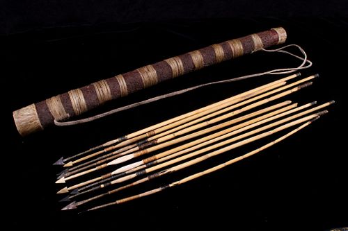 South African San Bushman Quiver & Arrows c. 1900s