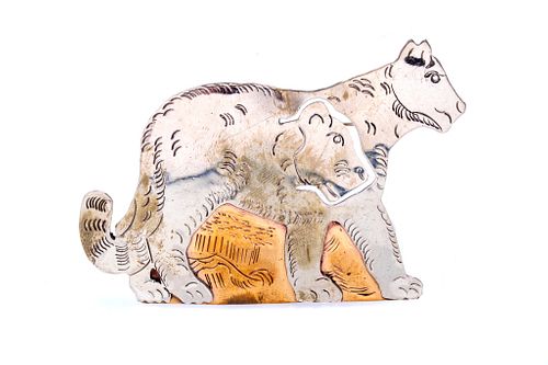 Armand American Horse Silver Mountain Lion Brooch