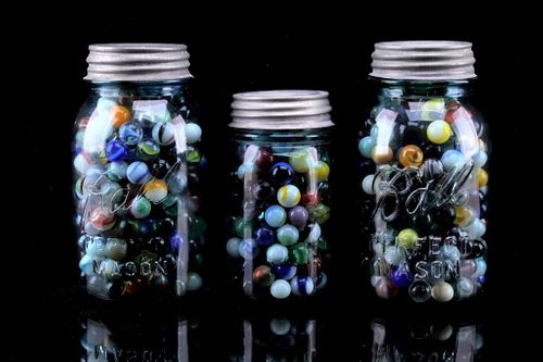 Variety Marbles in Ball Mason Jars