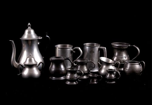 English & Holland Pewter Cups & Creamer Servers