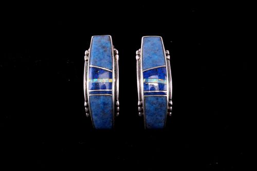 Navajo Sterling & Stormy Mountain Inlaid Earrings