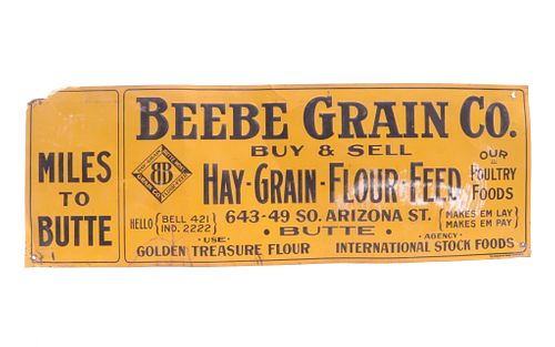 Original Beebe Grain Co. Sign Butte Montana c.1900