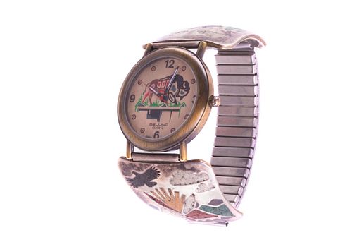 Navajo R Jones Sterling Silver Dejuno Quartz Watch