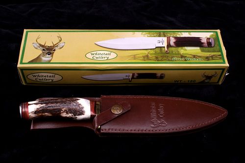 Whitetail Cutlery Stag Horn Clipped Bowie Knife