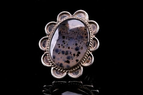 Navajo Sterling Montana Agate Floral Ring