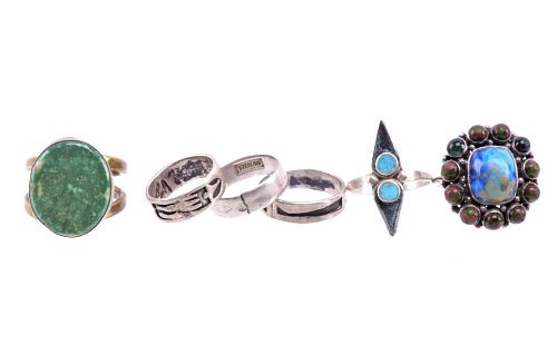 Collection of Various Sterling Navajo Rings