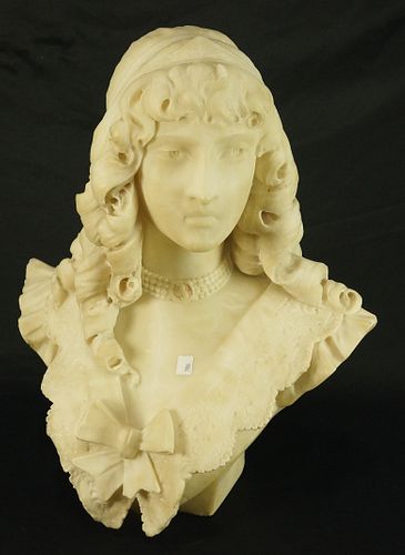 19th CENTURY CARVED ALABASTER BUST